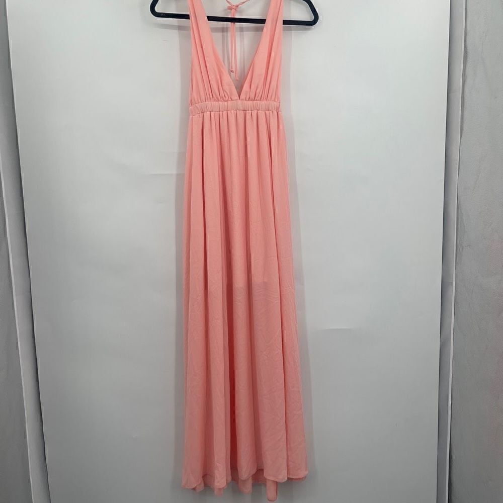 Show me your Mumu Women's Pink V-Neck Sleeveless Ava Maxi Dress Steel Size XS